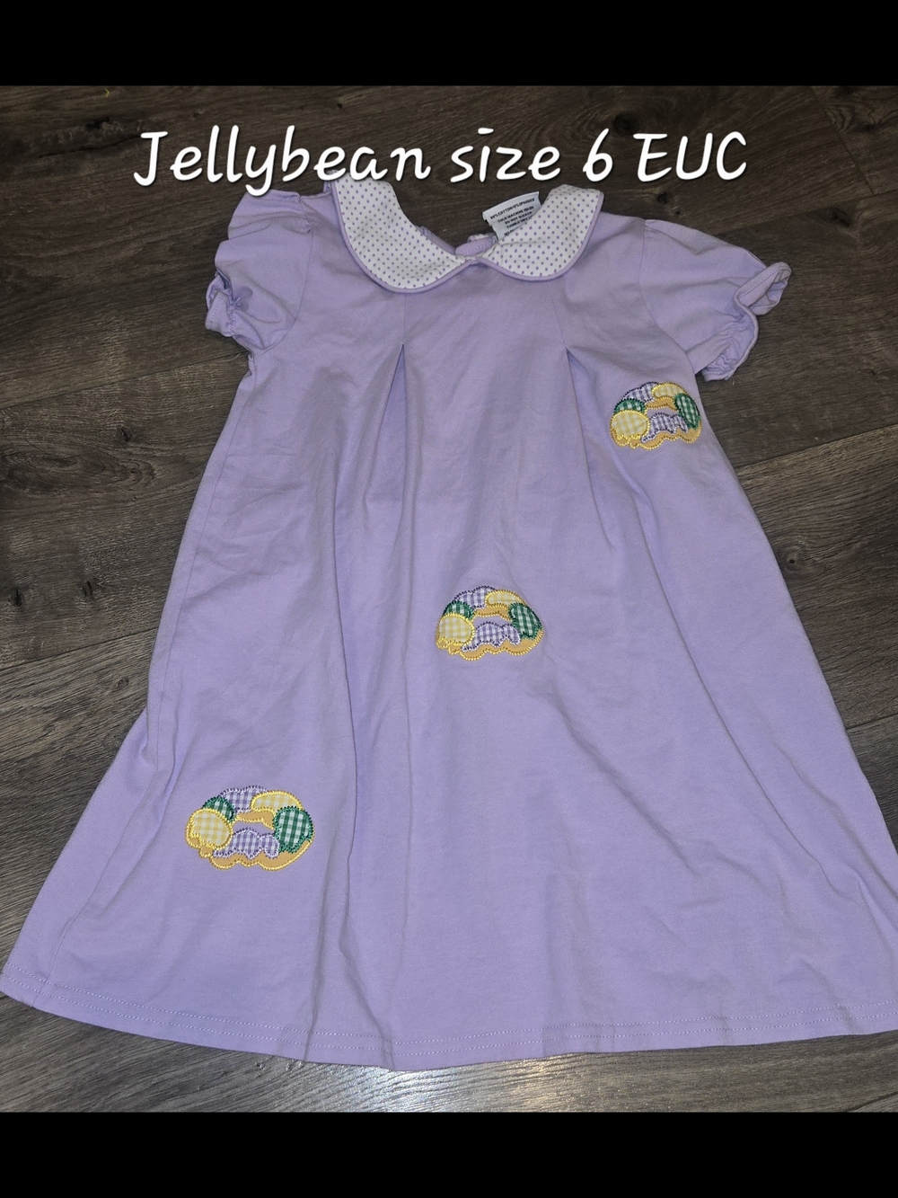 Jelly Beans Mardi Gras Lavender Dress with White Peter Pan Collar